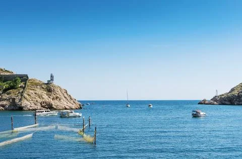 Seascape with coastal cliffs Stock Photos