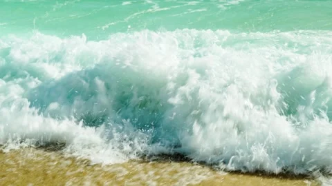 Seascape with coastal waves on a sandy beach. Stock Footage 323955811