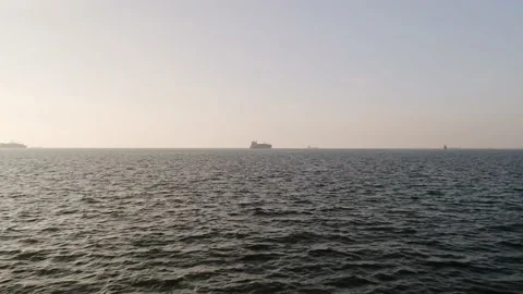 Seascape with container ship. Stock Footage 146139688