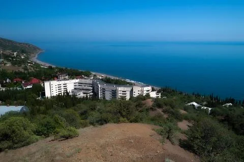 Seascape in Crimea, Kanaka, view of the resort from the mountain Stock Photos