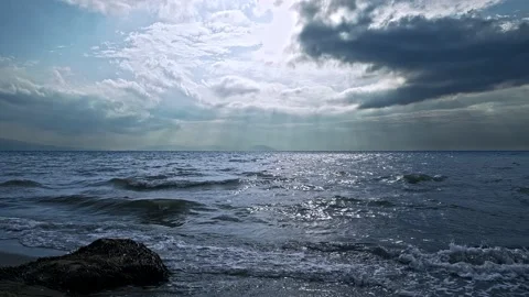 Seascape With Dark Clouds Stock Footage 217420334