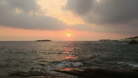 Seascape. Evening. Cyprus Stock Footage 92846341