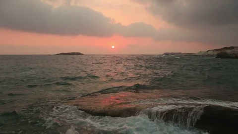 Seascape. Evening. Cyprus Stock Footage 92846603