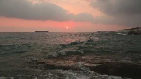 Seascape. Evening. Cyprus Stock Footage 92847661