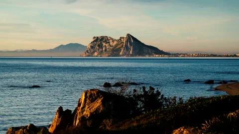 Seascape with Gibraltar rock. Stock Footage 127540404