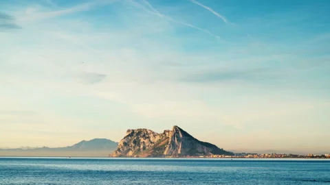 Seascape with Gibraltar rock. Stock Footage 127540664