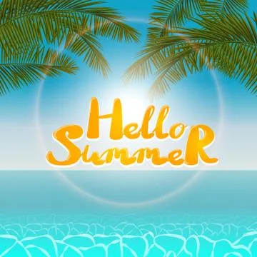Seascape hello summer Stock Illustration