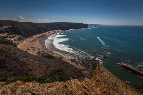 Seascape with high cliffs 库存照片