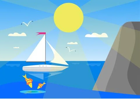 Seascape Stock Illustration