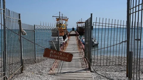 Seascape with a jetty Stock Footage 115701807