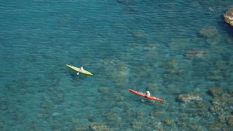 Seascape with kayaks Stock Footage 110688874
