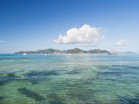 Seascape with a large cumulus clouds Stock Photos