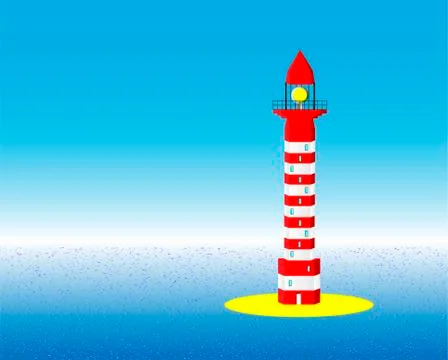 Seascape with lighthouse Stock Illustration