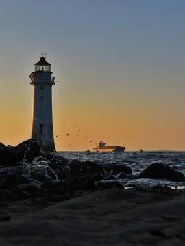 Seascape with Lighthouse Stock Photos