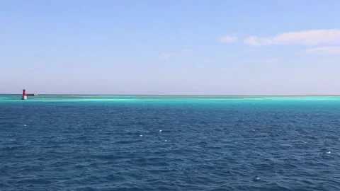 Seascape in motion, panoramic view of the azure waters of the Red Sea Видео 159437982