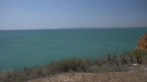 Seascape panorama on a cliff Stock Footage 142515836