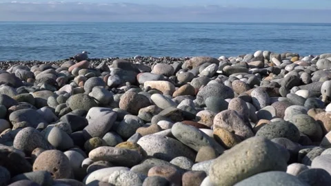 Seascape with pebble beach Stock Footage 167213258