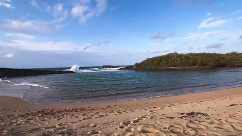 Seascape, rocks, sun, clouds, stone, horizon, coastline, beach Stock Footage 236938374