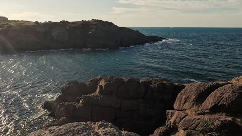 Seascape Rocky Shore Sky Clouds Background Stock Footage 339971102