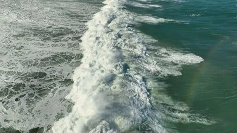 Seascape With Rolling Huge Foamy Waves  - drone shot Stock Footage 256770310
