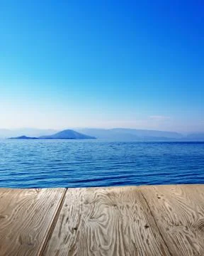 Seascape, rustic table background Foto stock