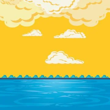 Seascape scene day with clouds 스톡 일러스트