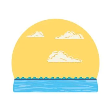 Seascape scene day with clouds Stock Illustration