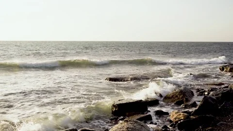 Seascape, skyline and cloudy sky Video stock 82571079