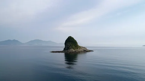 The seascape with the small island Stock Footage 92601702
