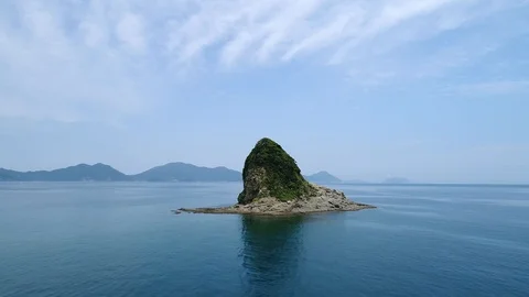 The seascape with the small island Stock Footage 92601722