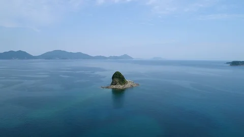 The seascape with the small island Stock Footage 92601728