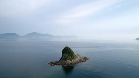 The seascape with the small island Stock Footage 94846102