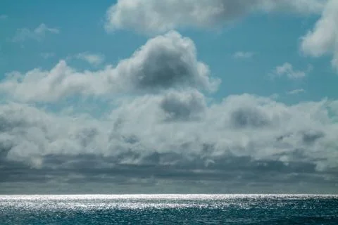 Seascape at sunset  with dramatic cloudy sky, Mexico Stock Photos