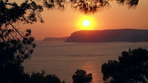 Seascape on sunset Stock Footage 96003849