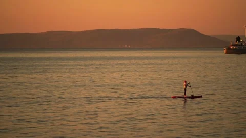 Seascape at sunset Video stock 154168327