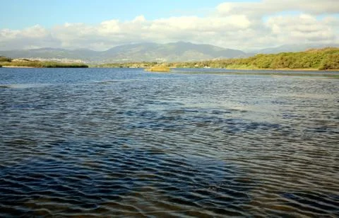 Seascape in sunset Stock Photos