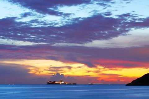 Seascape at sunset Stock Photos