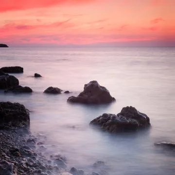 Seascape at sunset Stock Photos