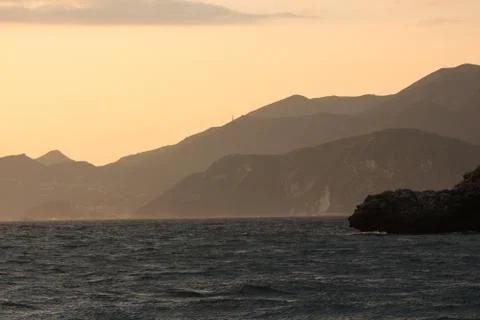 Seascape at sunset Stock Photos
