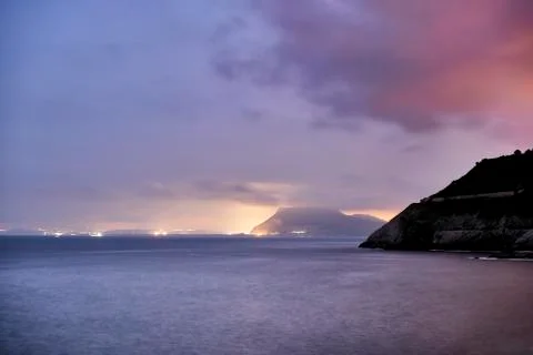 Seascape at sunset Stock Photos