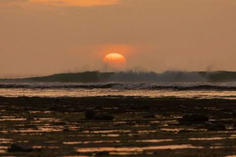 Seascape at sunset time Fotos de archivo