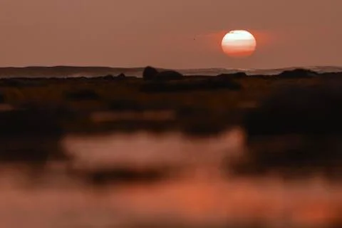 Seascape at sunset time Fotos de archivo