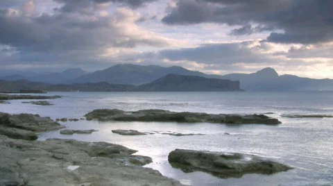 Seascape at sunset, timelapse Stock-Footage 568329