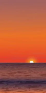 Seascape sunset vertical vector illustration have blank space. Stock Illustration