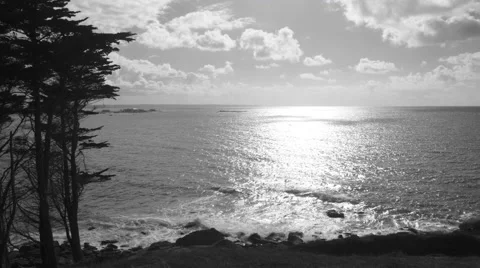 Seascape in time-lapse with cumulus clouds running over the bay - Horizon Stock Footage 57785290