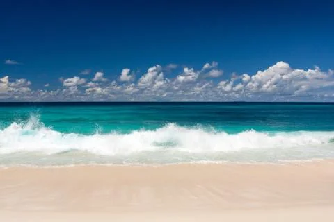 Seascape, Tropical Beach with White Sand, Azure Water Stock Photos