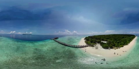 Seascape with tropical sandy beach. 360VR. Stock Footage 228230670
