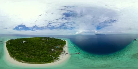 Seascape with tropical sandy beach. 360VR. Stock Footage 229677353
