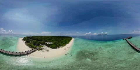 Seascape with tropical sandy beach. 360VR. Stock Footage 232497638