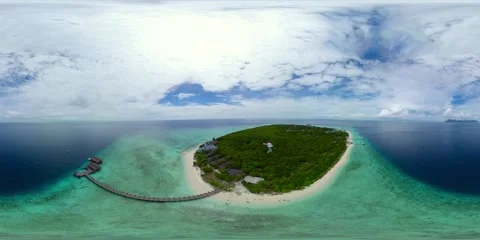 Seascape with tropical sandy beach. 360VR. Stock Footage 243185485